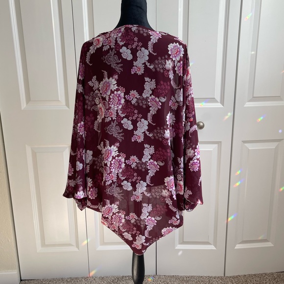 Forever 21 Burgundy Chiffon Kimono - Picture 6 of 7